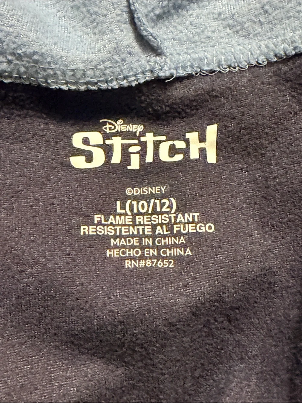 Disney Stitch Girls L 10/12 Hooded Union Suit One Piece Pajamas Onesie